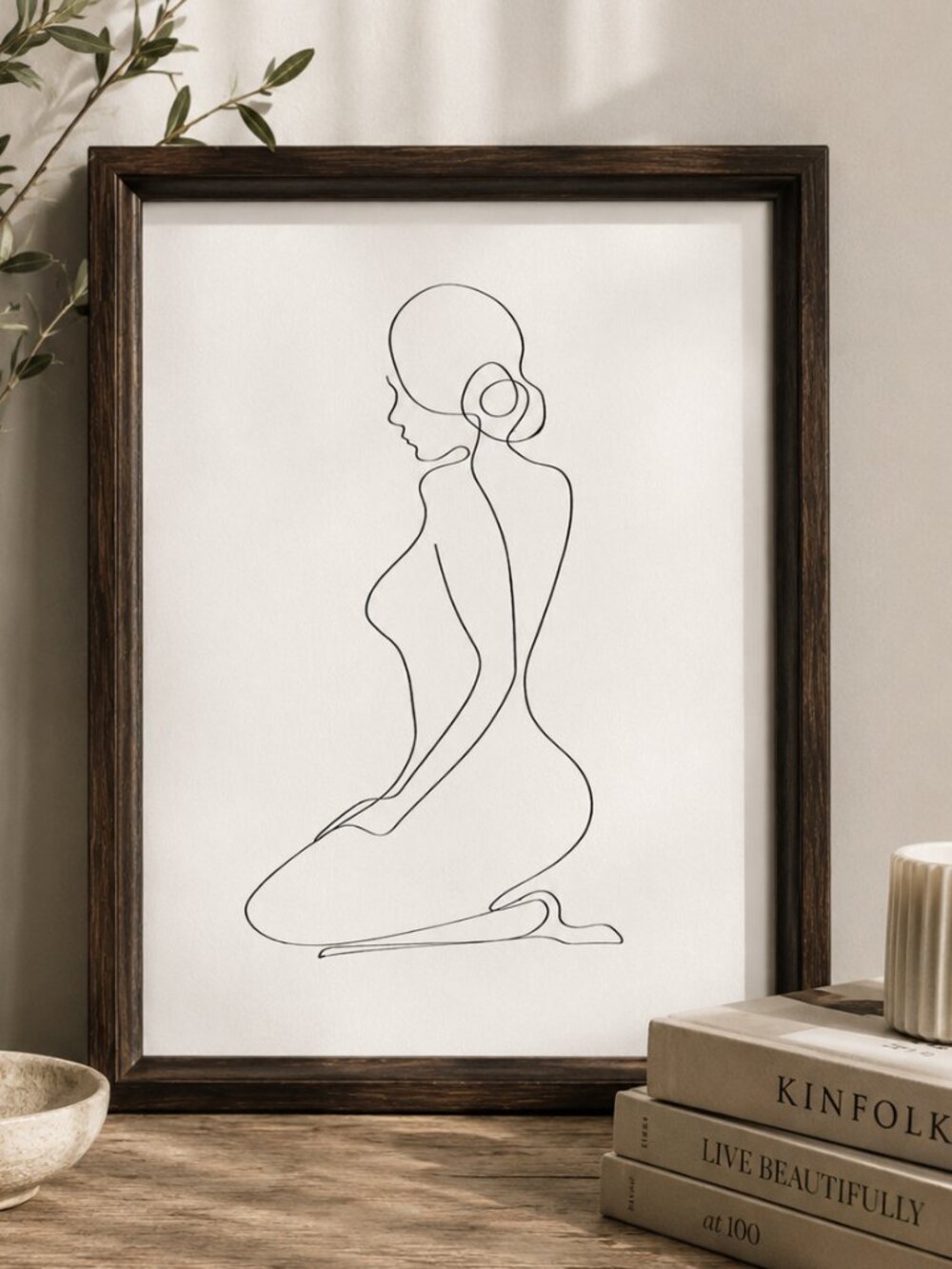 NWT Nude Line Art Female Silhouette Outlined Drawing